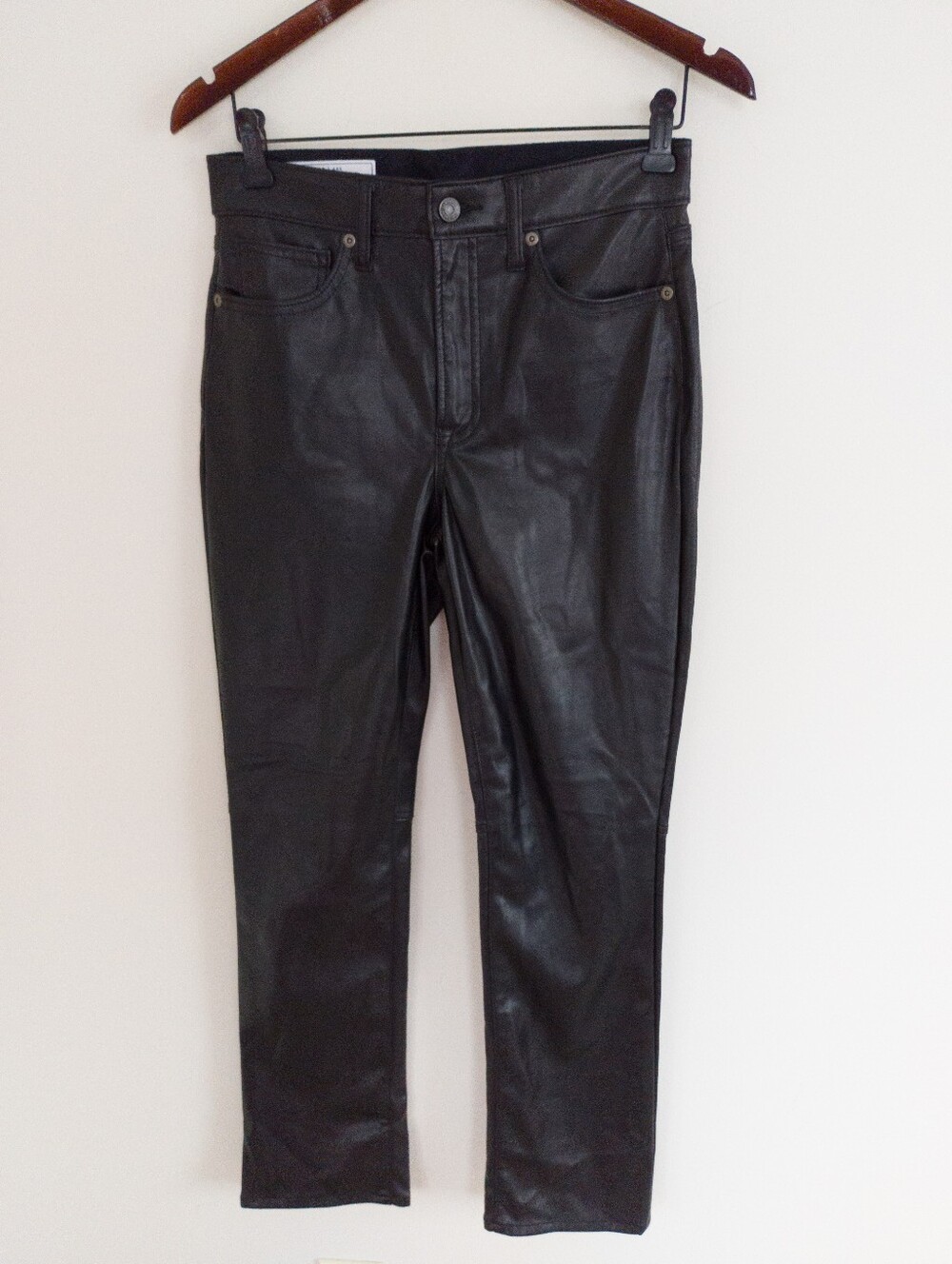 GAP High Rise Vegan Leather Vintage Slim Pants Black Size 27